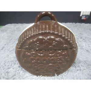 Vintage Brown Ceramic Sandwich Cookie Jar Cookies Japan Kitchen Retro Decor